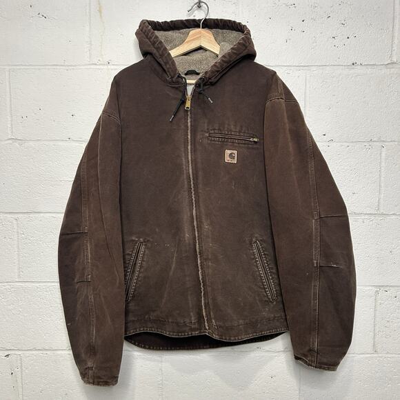 Y2K Carhartt Sherpa-Lined Hooded Detroit Jacket “Dark Brown”